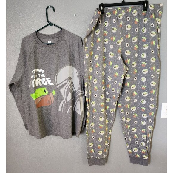 Disney Store Star Wars The Mandalorian Baby Yoda Grogu Pajamas Set Adult XL New - Picture 1 of 16